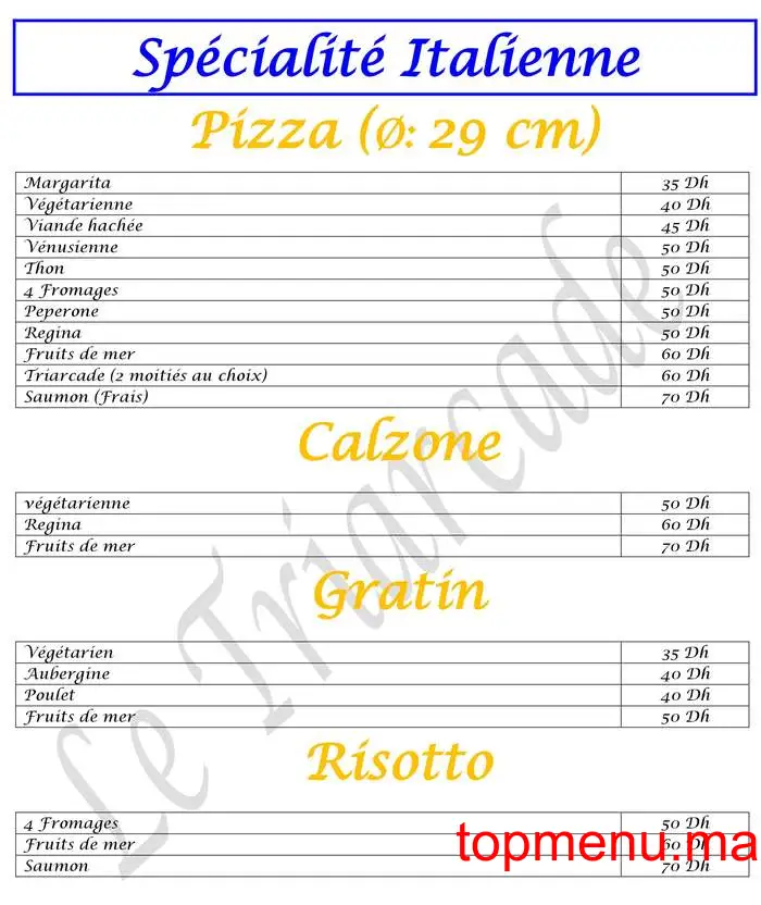 Le Triarcade menu page 3