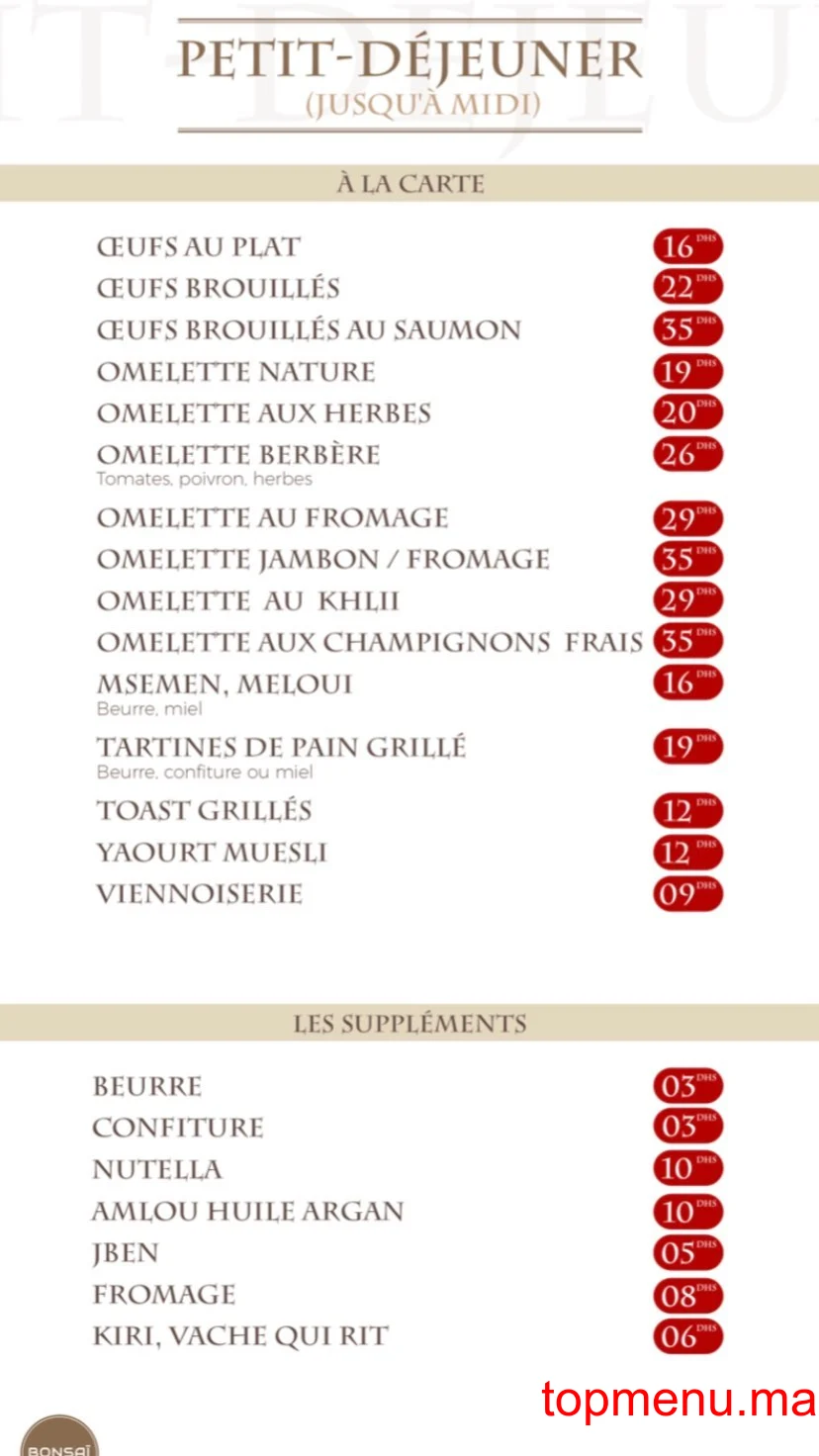 Bonsaï menu page 2