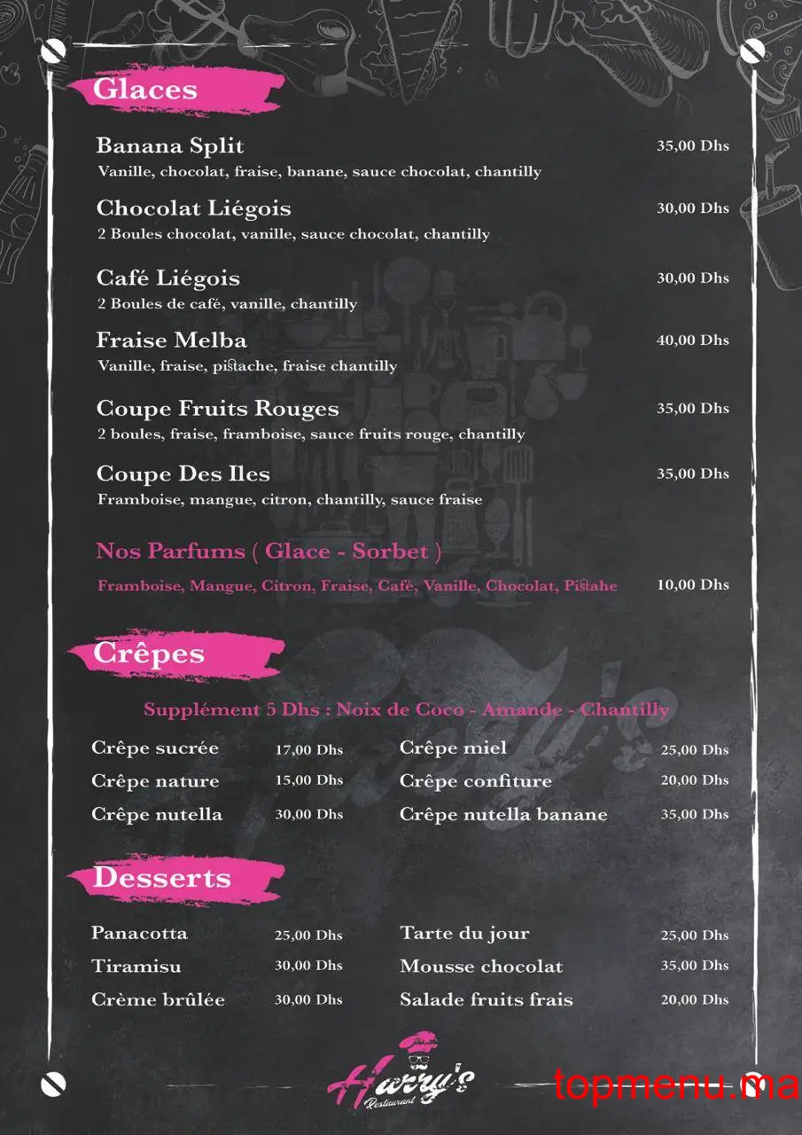 Harry’s menu page 3