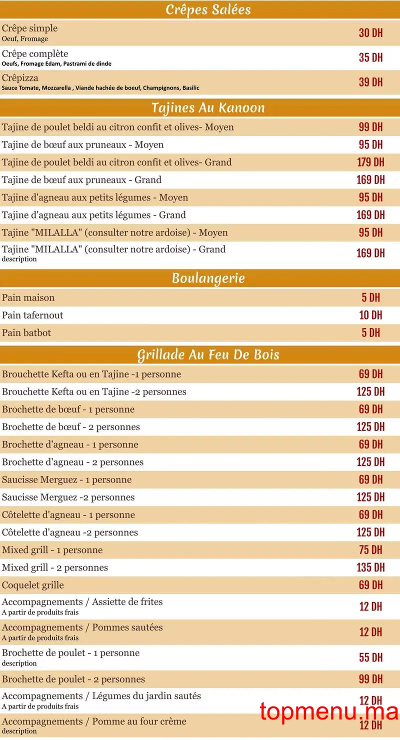 Muraille de l’Ourika menu page 1