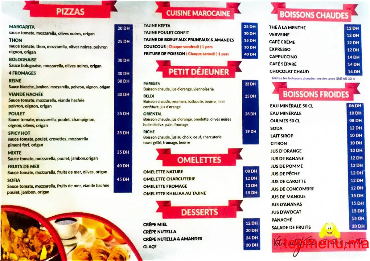 Restaurant Sofia menu page 1