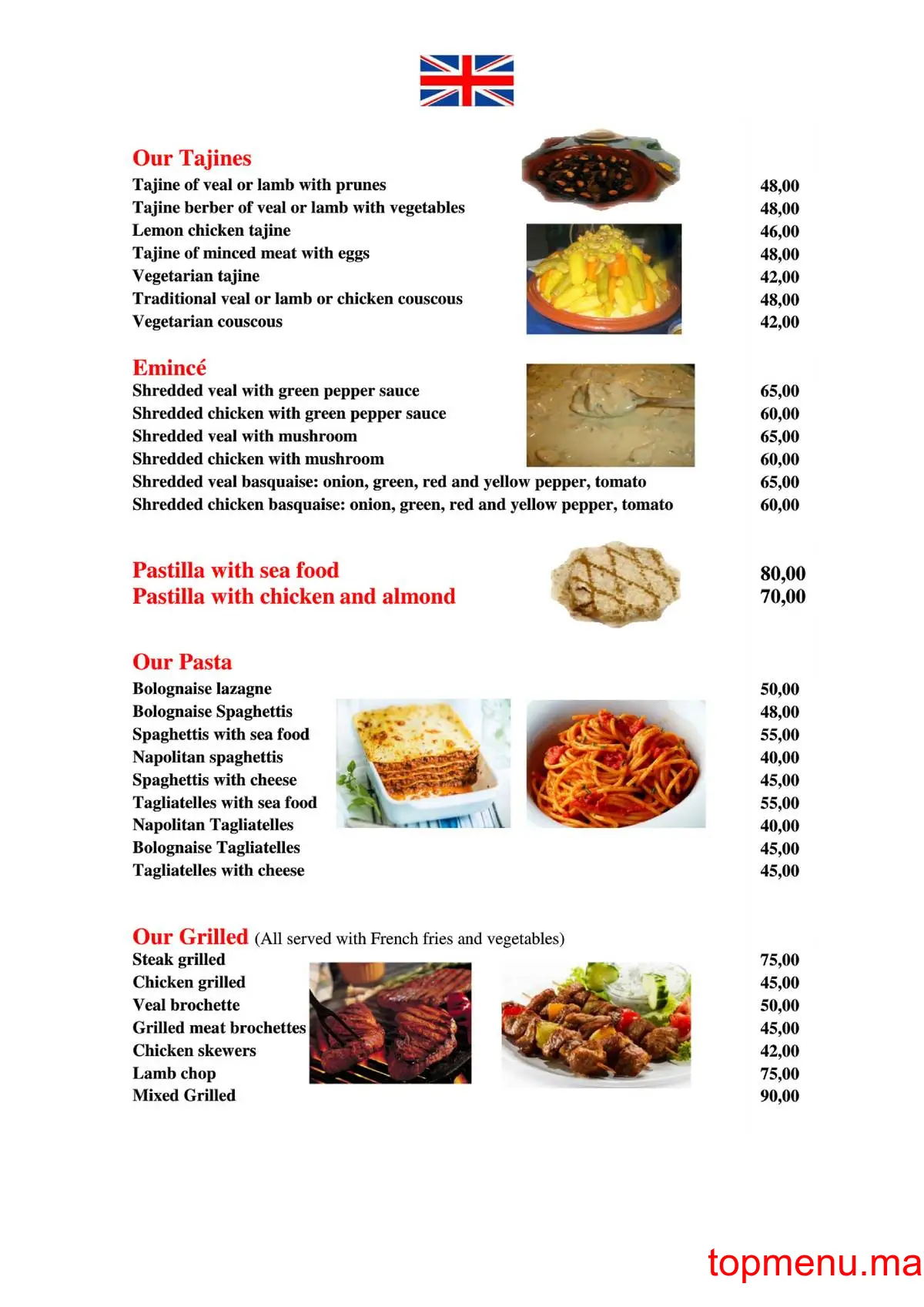 Red Garden menu page 2