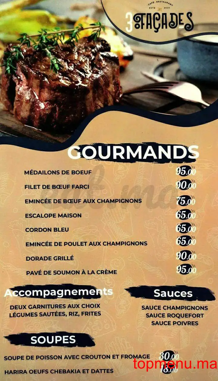 3 Façades menu page 8