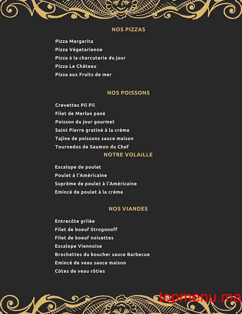 Le Château menu page 3