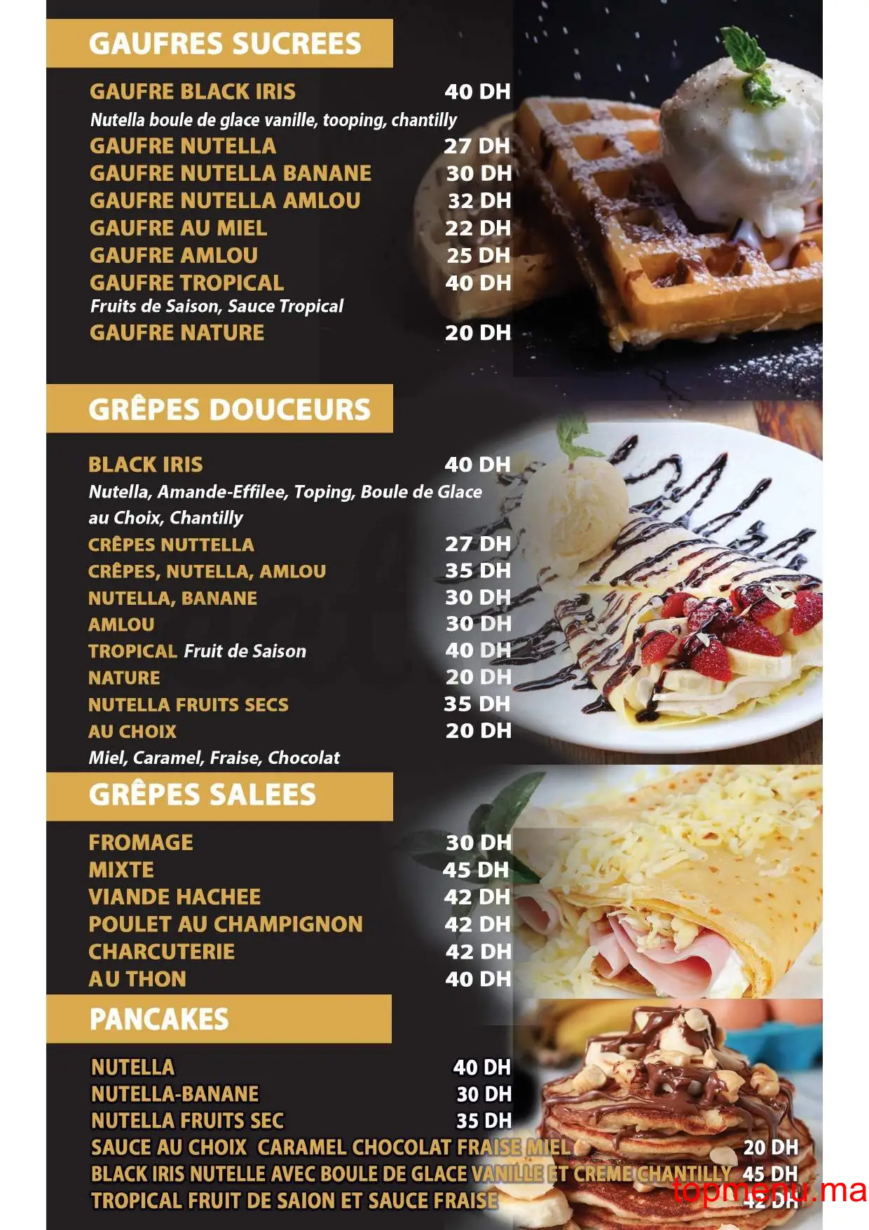 Black Iris menu page 10