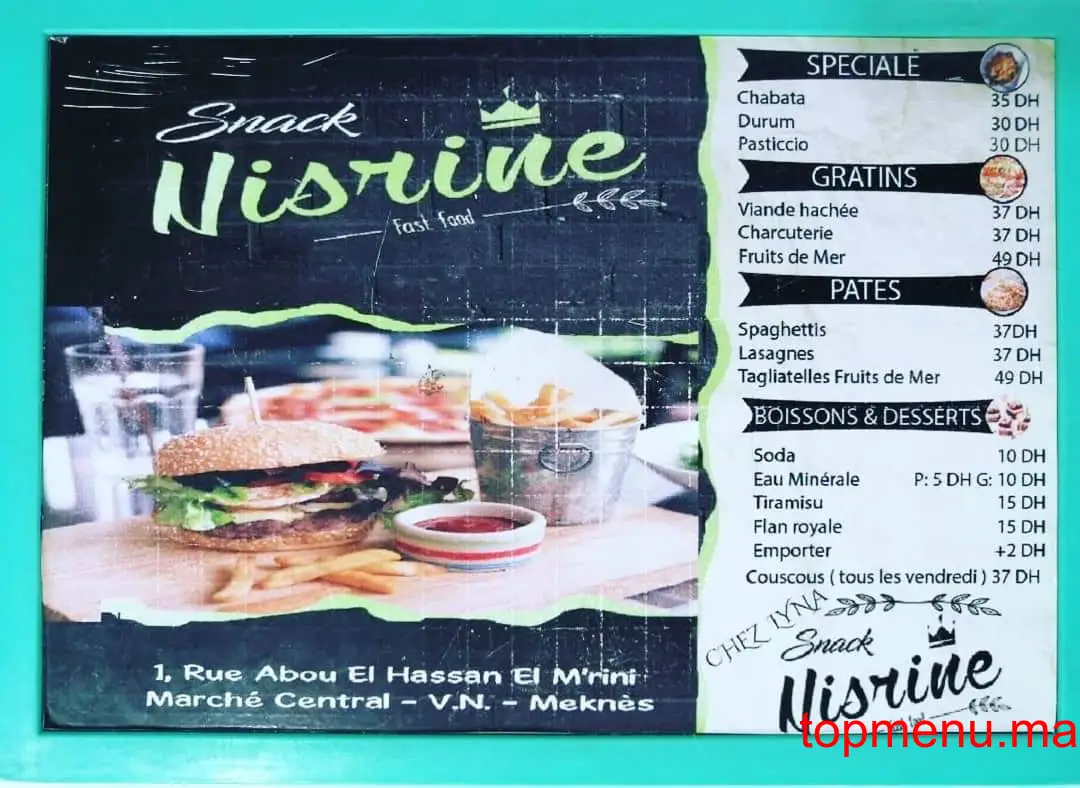 Nisrine menu page 1