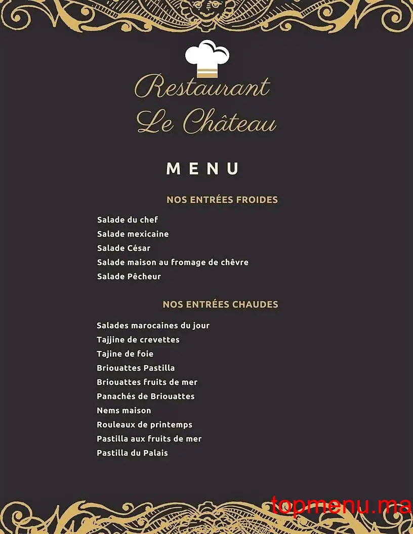 Le Château menu page 1