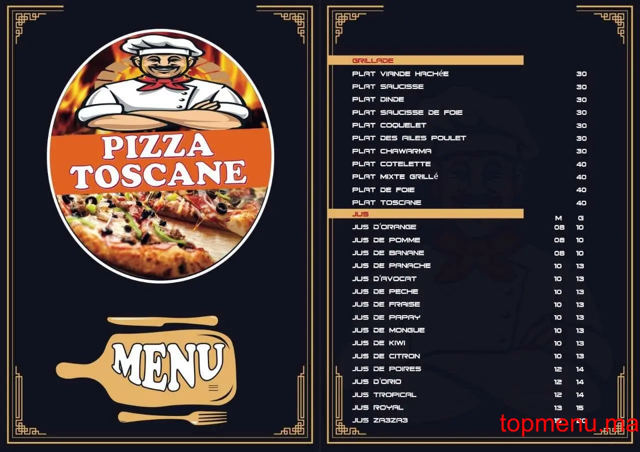 Pizza Toscane menu page 1