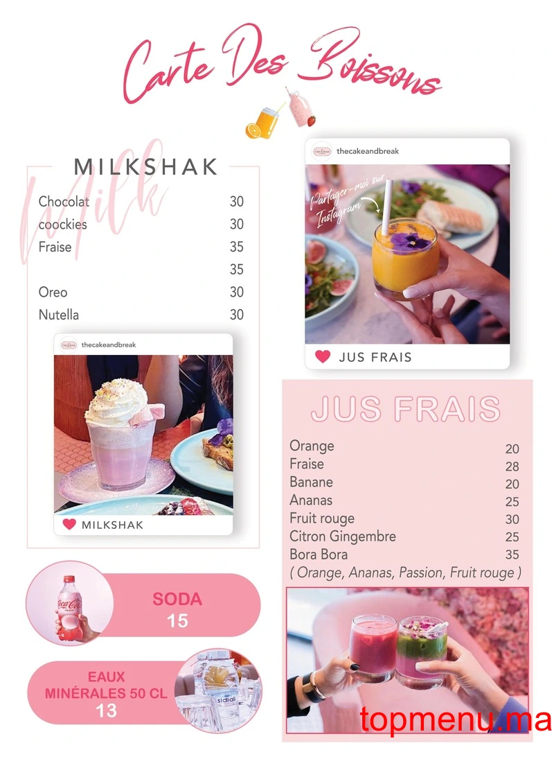 Cake & Break menu page 1