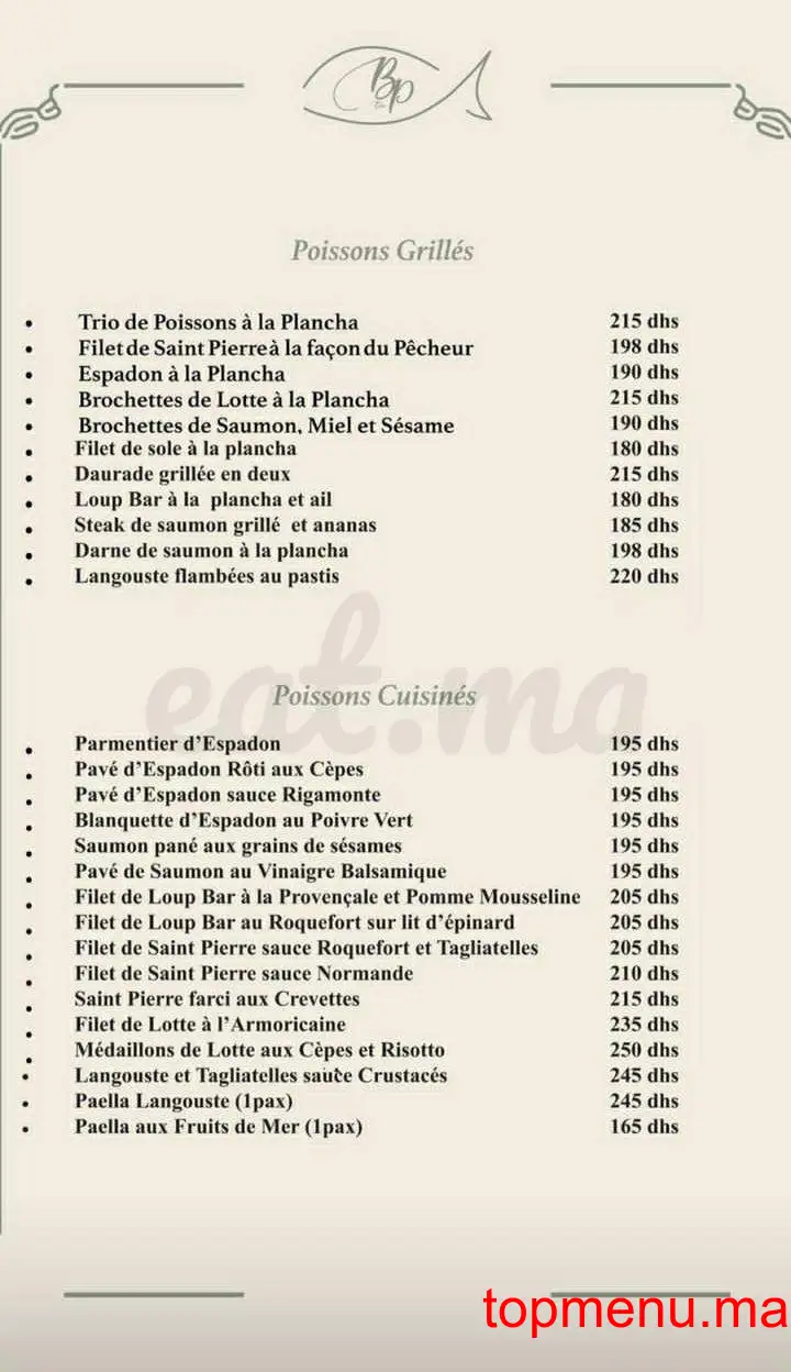 Bistrot du parc menu page 8