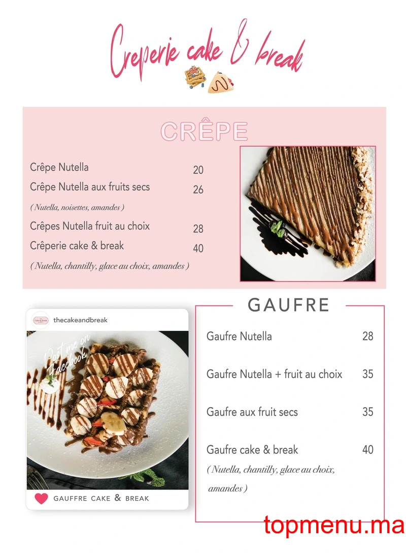 Cake & Break menu page 2