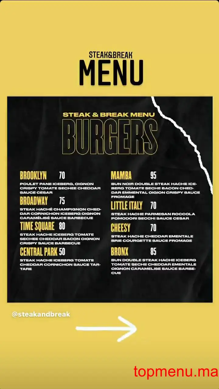 Steak&Break menu page 1