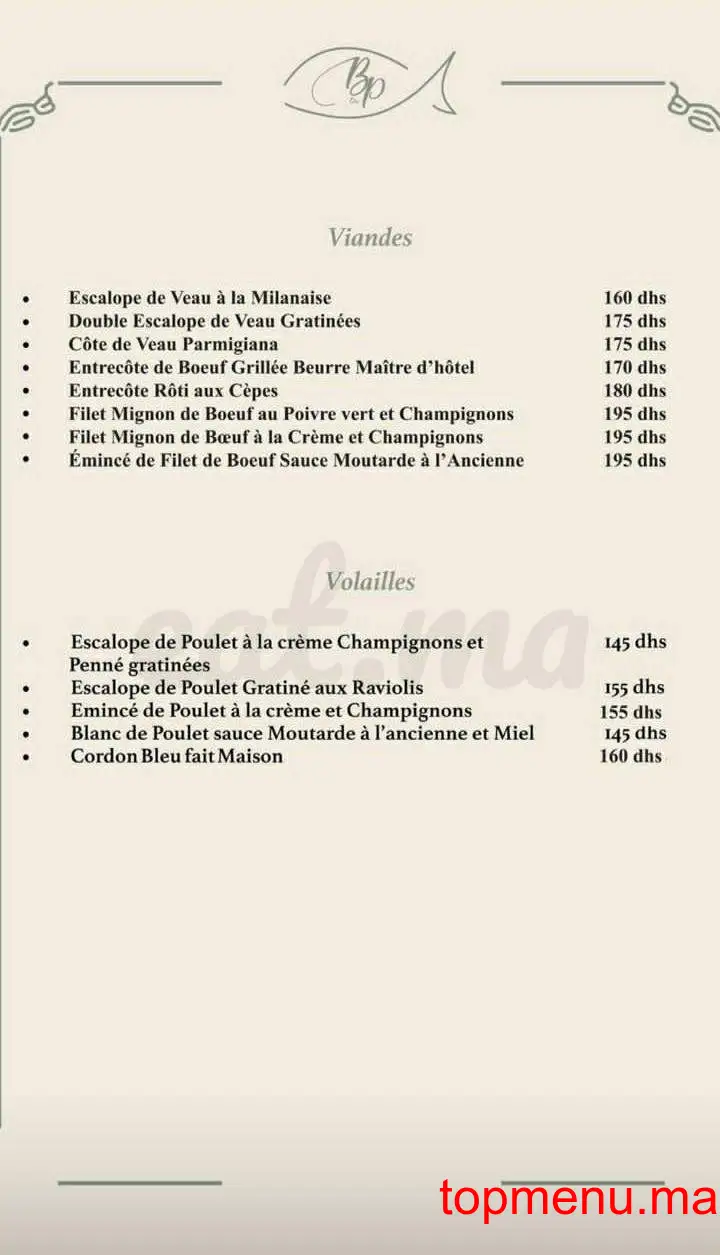 Bistrot du parc menu page 3