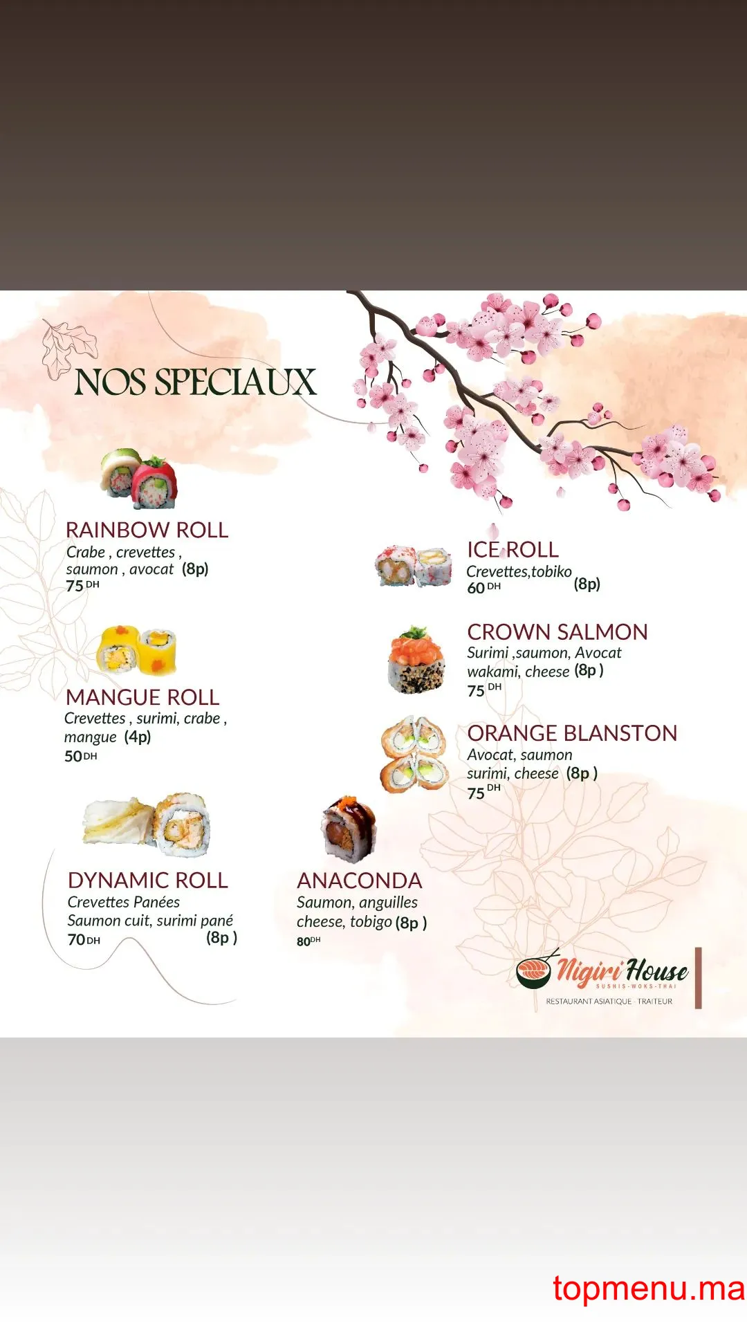 Nigiri House Saidia Marina menu page 8