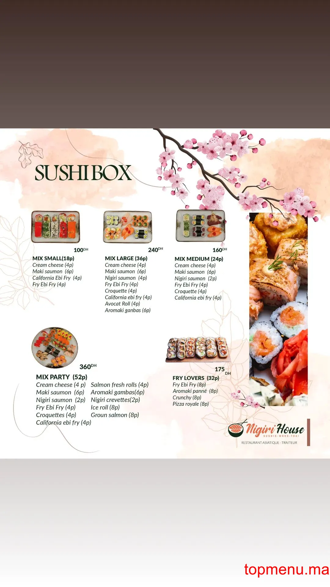 Nigiri House Saidia Marina menu page 13