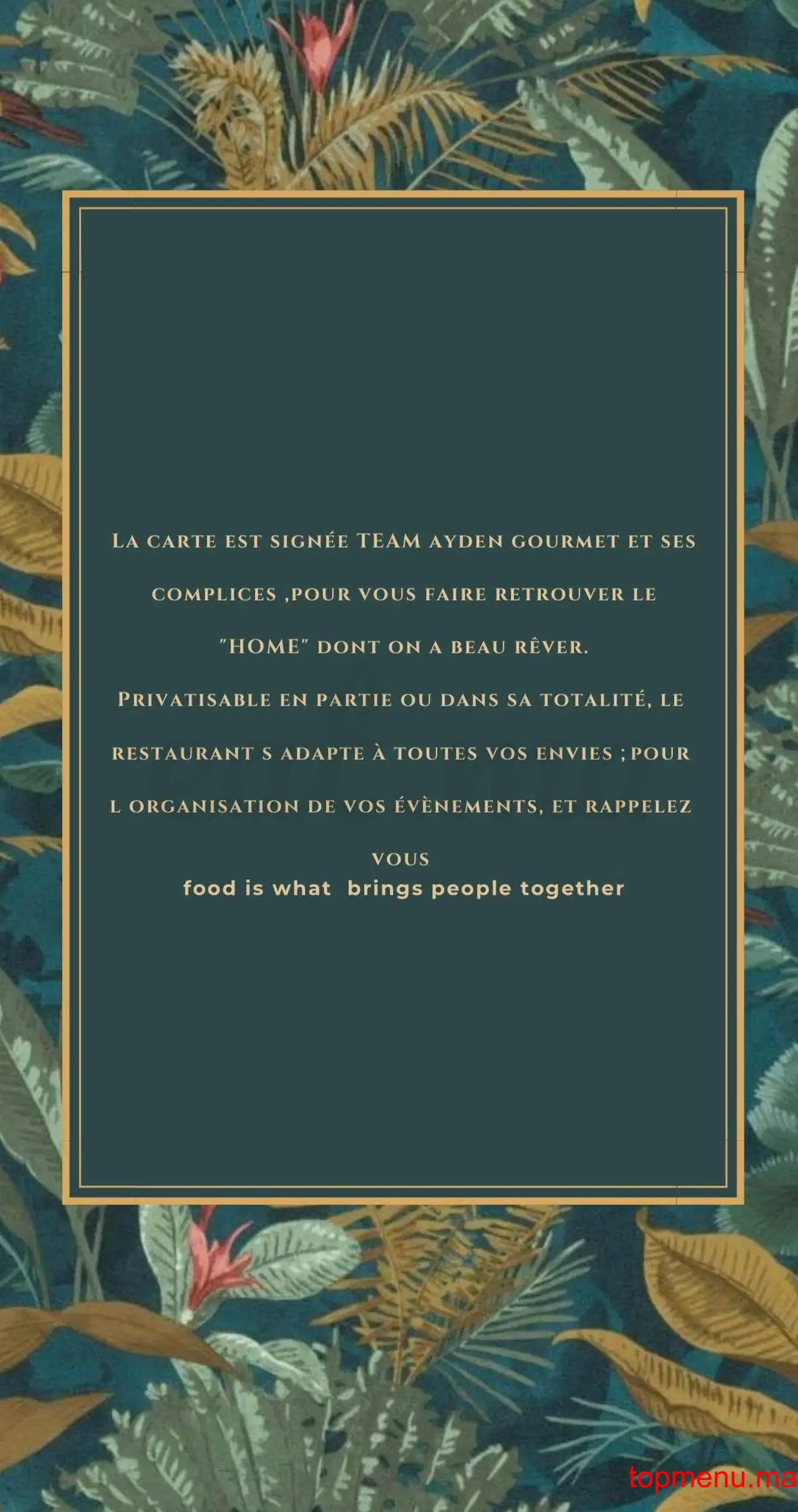 Ayden gourmet menu page 1