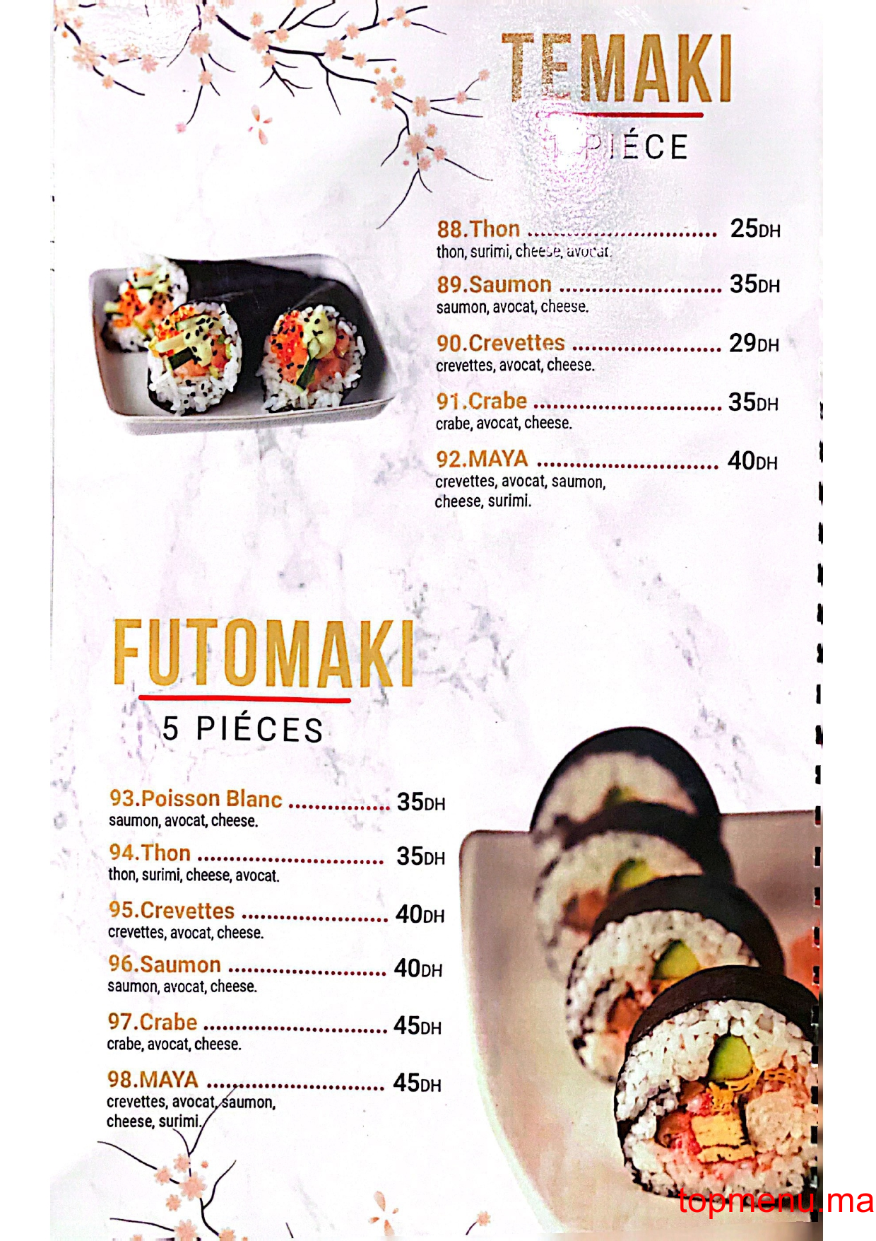 Maya sushi menu page 10