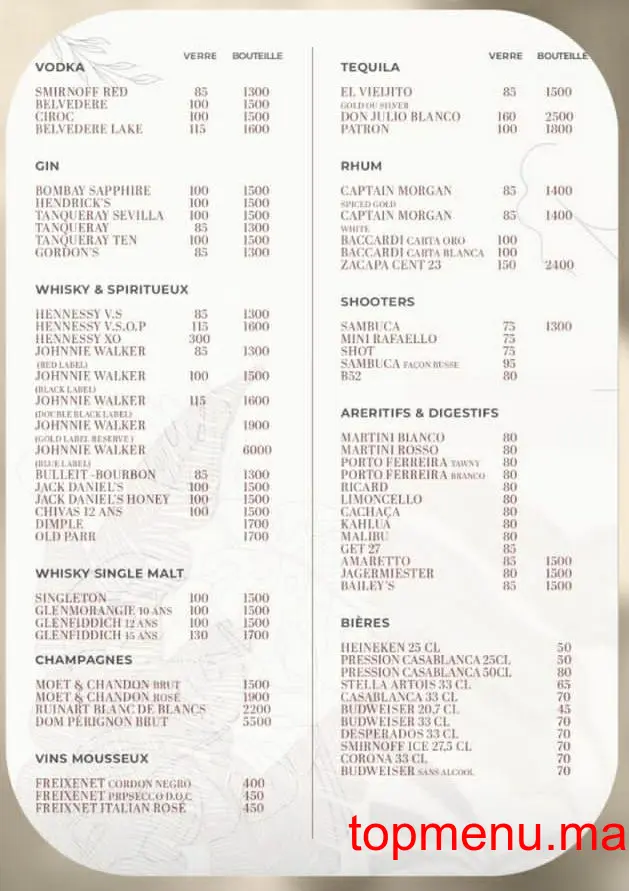 Lounge Casa Emma menu page 1