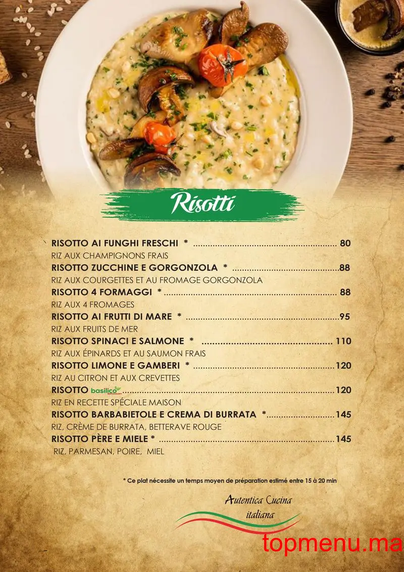 Basilico menu page 2