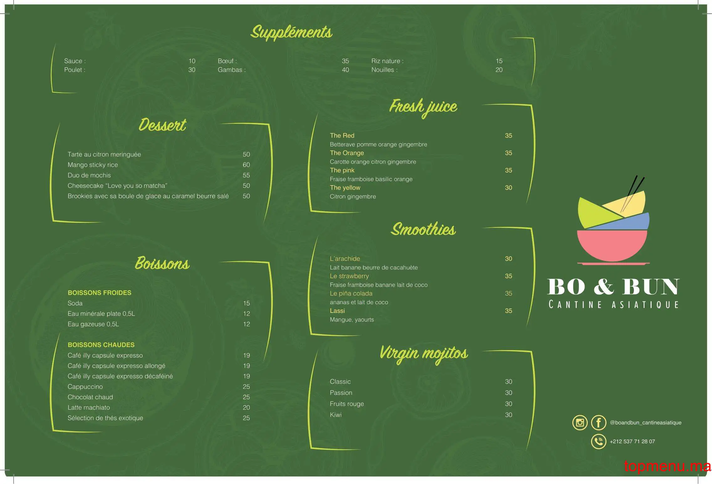 Bo and Bun menu page 2