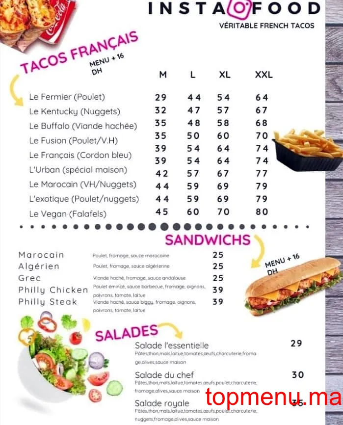 Instafood menu page 1