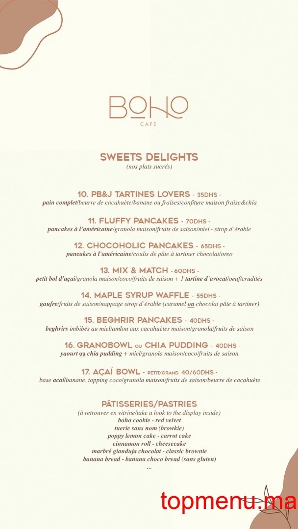 BOHO CAFE menu page 2