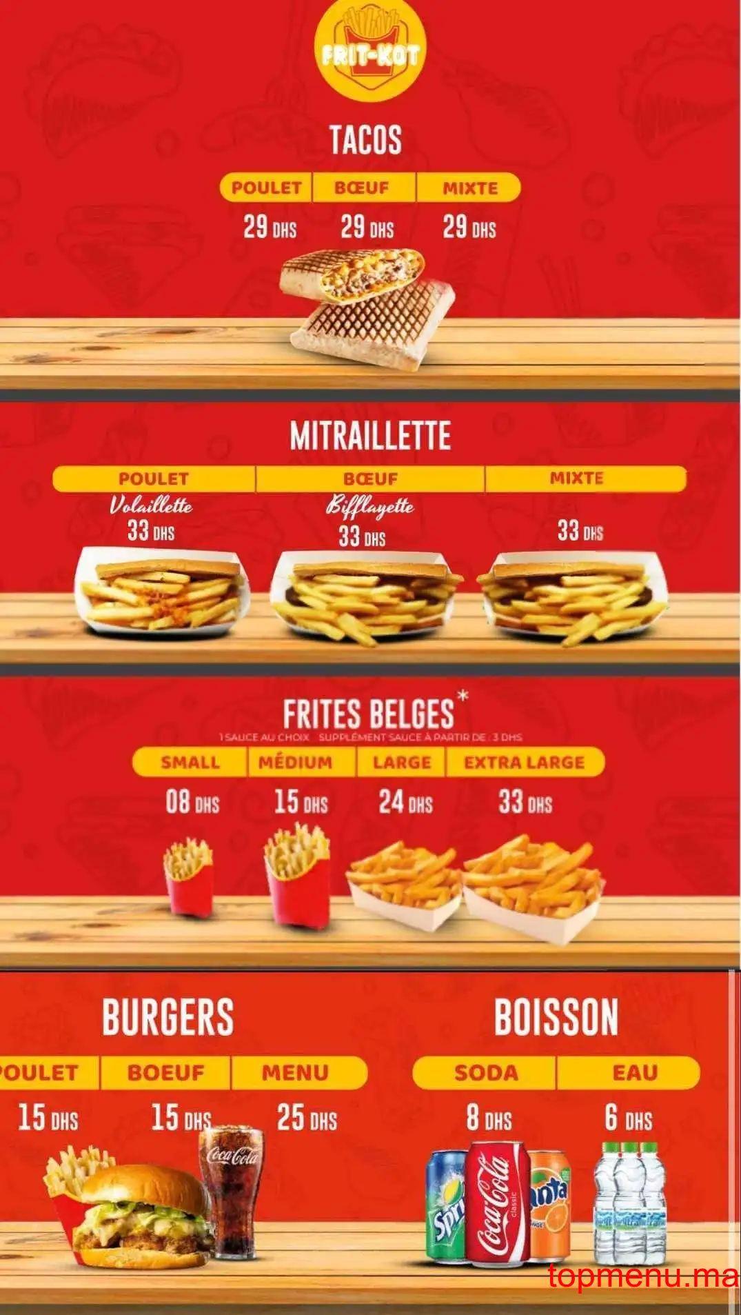 Fritkot menu page 1