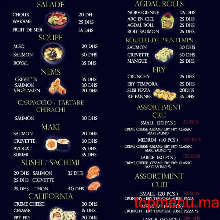 SUSHI AGDAL menu page 1