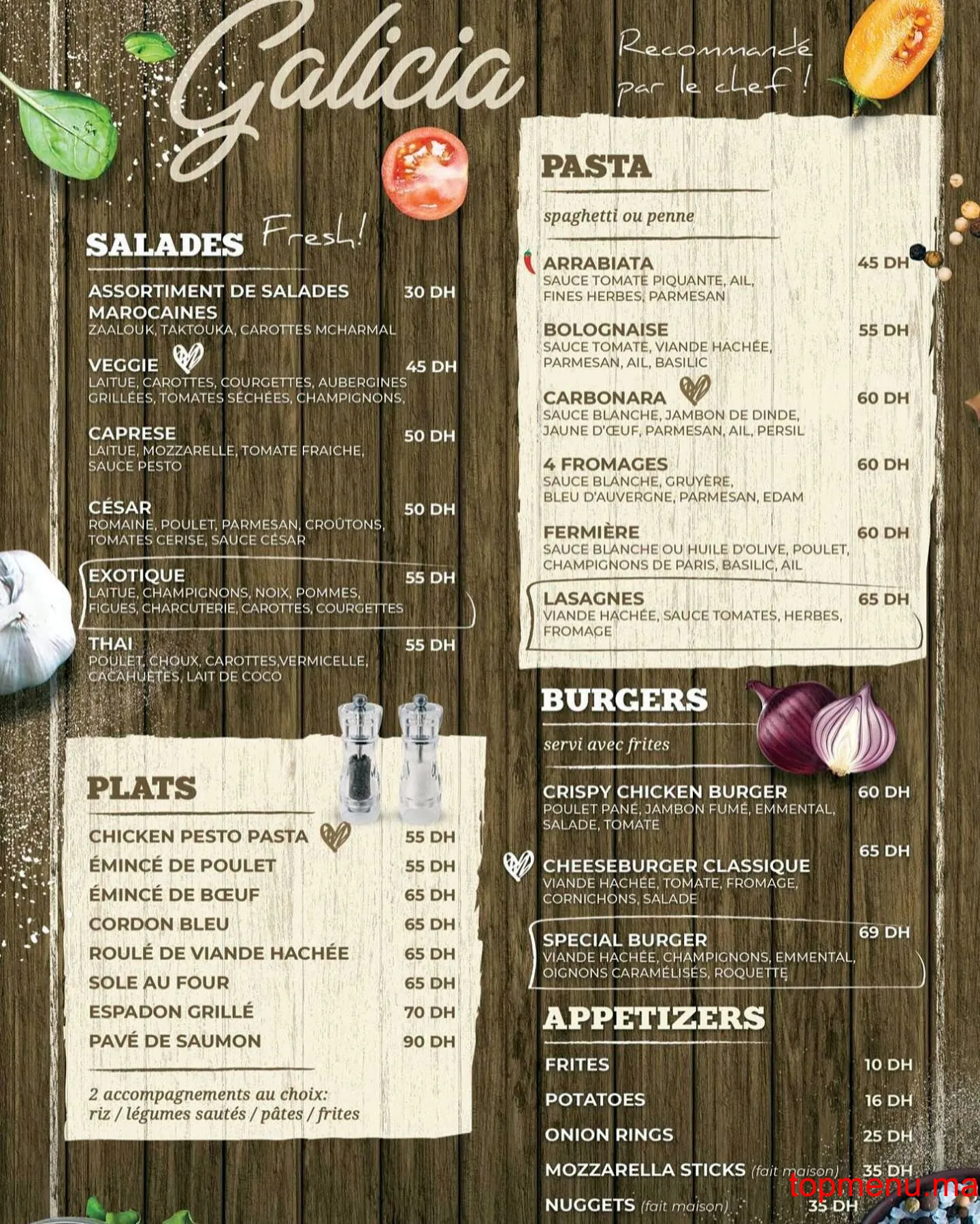 Galicia menu page 1