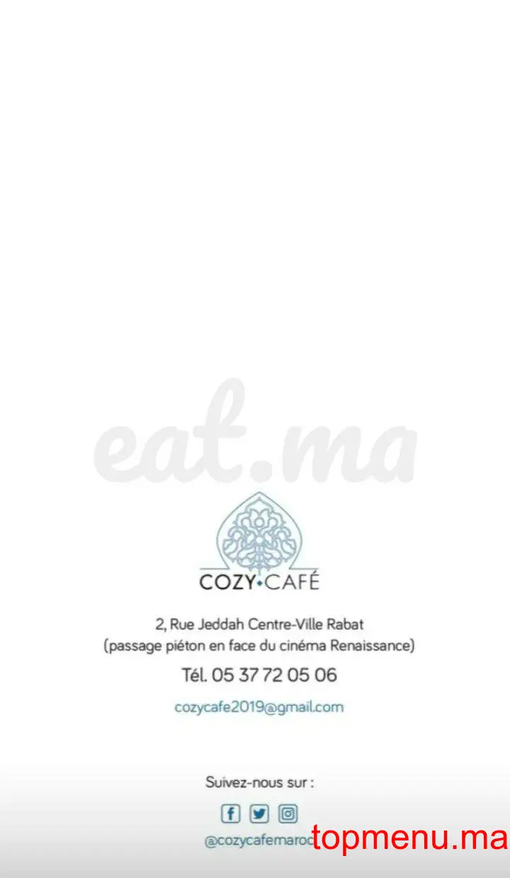 COZY CAFÉ menu page 11