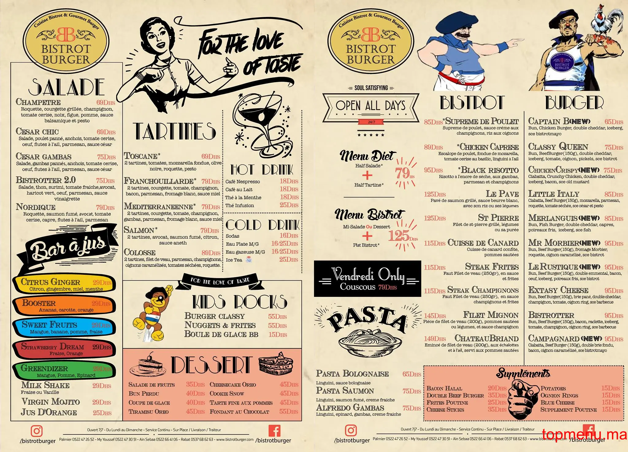 Bistrot Burger menu page 1