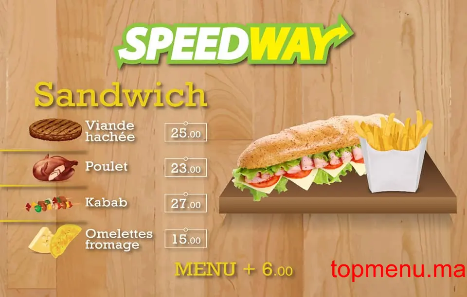 Speedway menu page 1