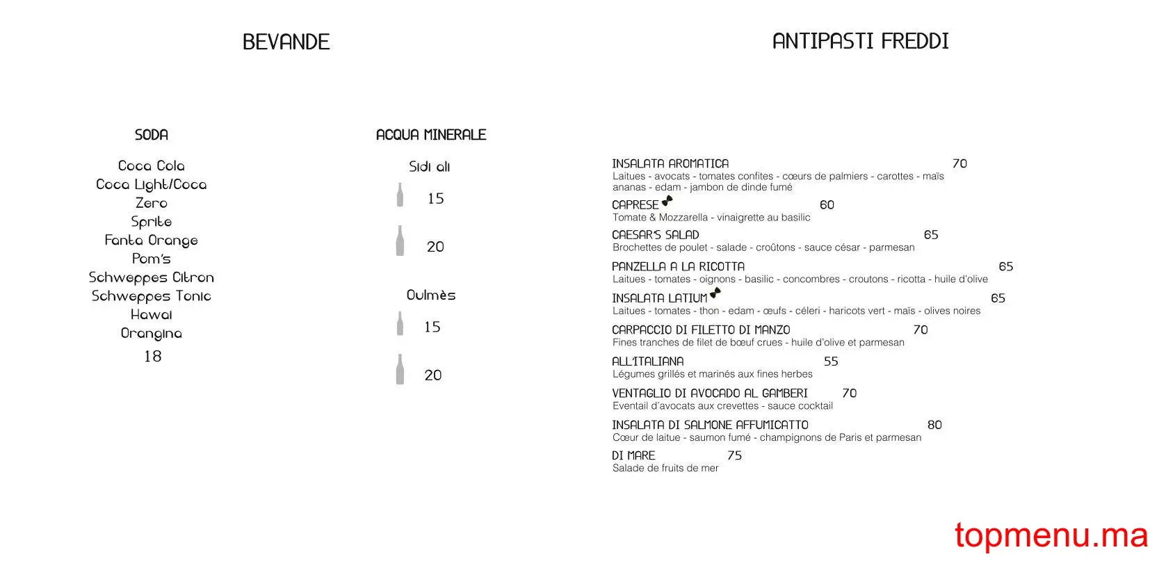 Latium menu page 6