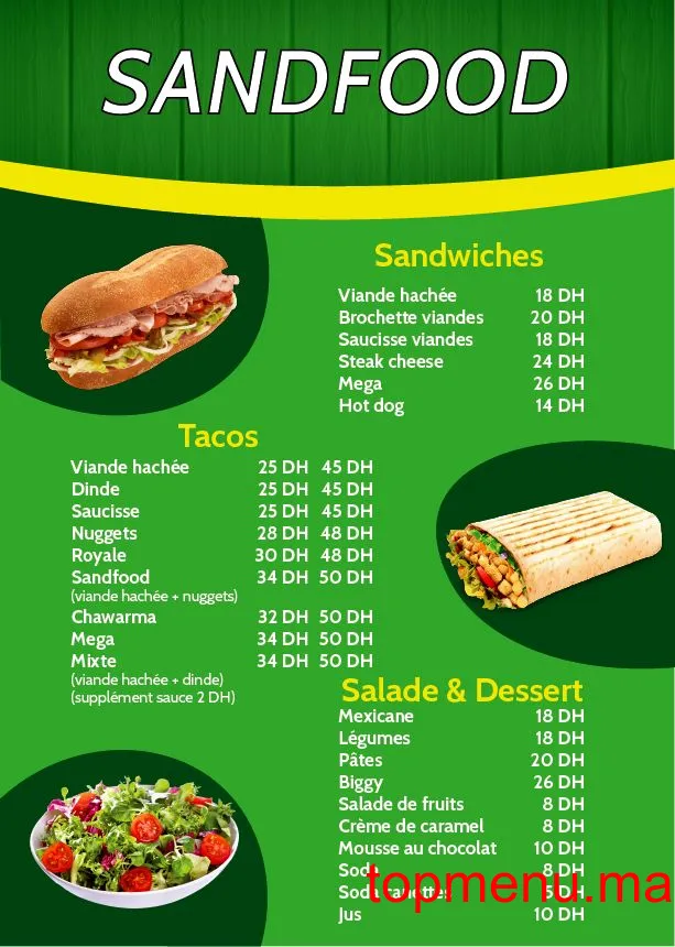 Sand Food menu page 4