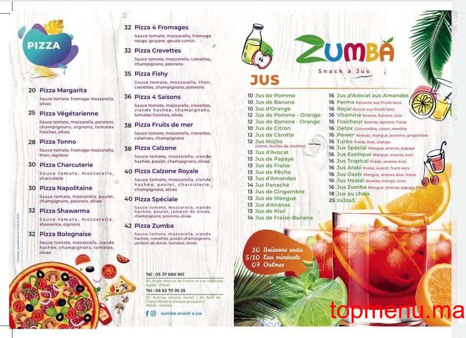 Zumba menu page 2