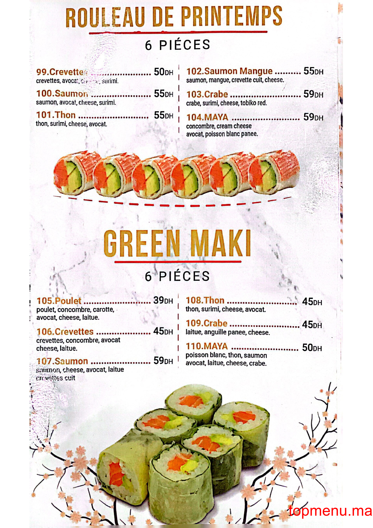 Maya sushi menu page 9