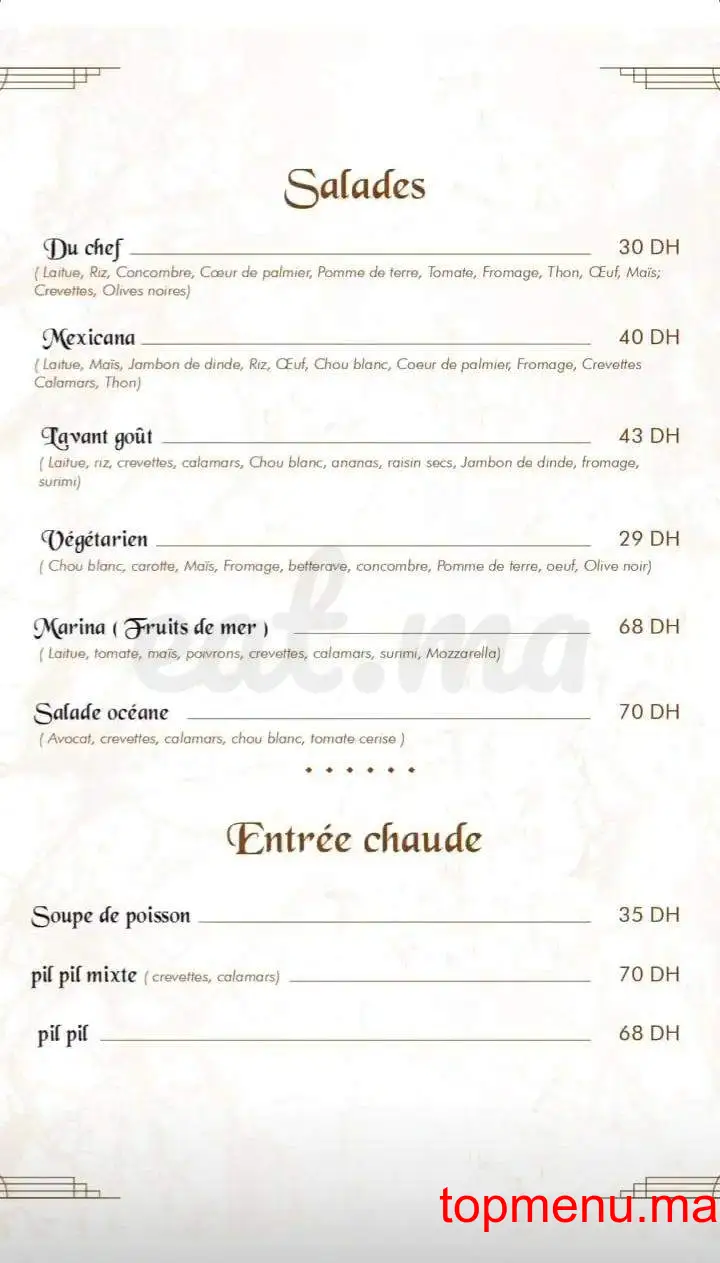 L’Avant Goût menu page 1