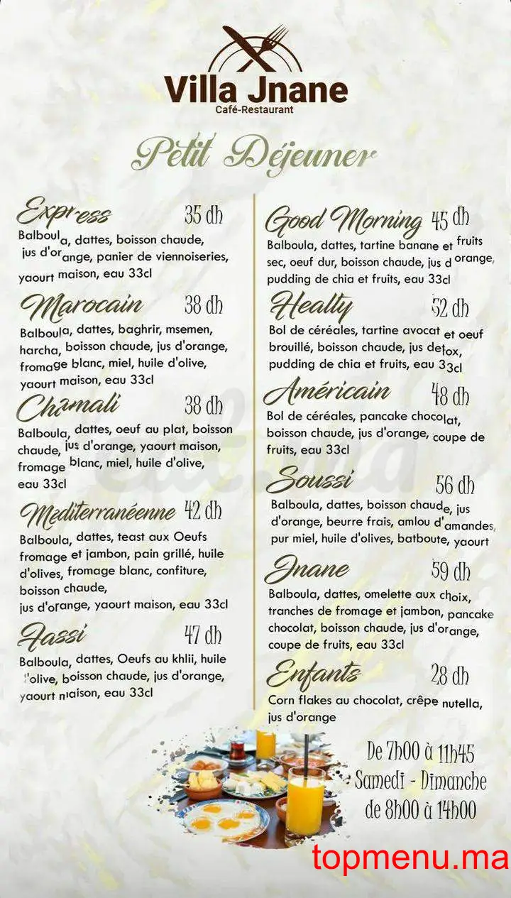 VILLA JNANE menu page 1