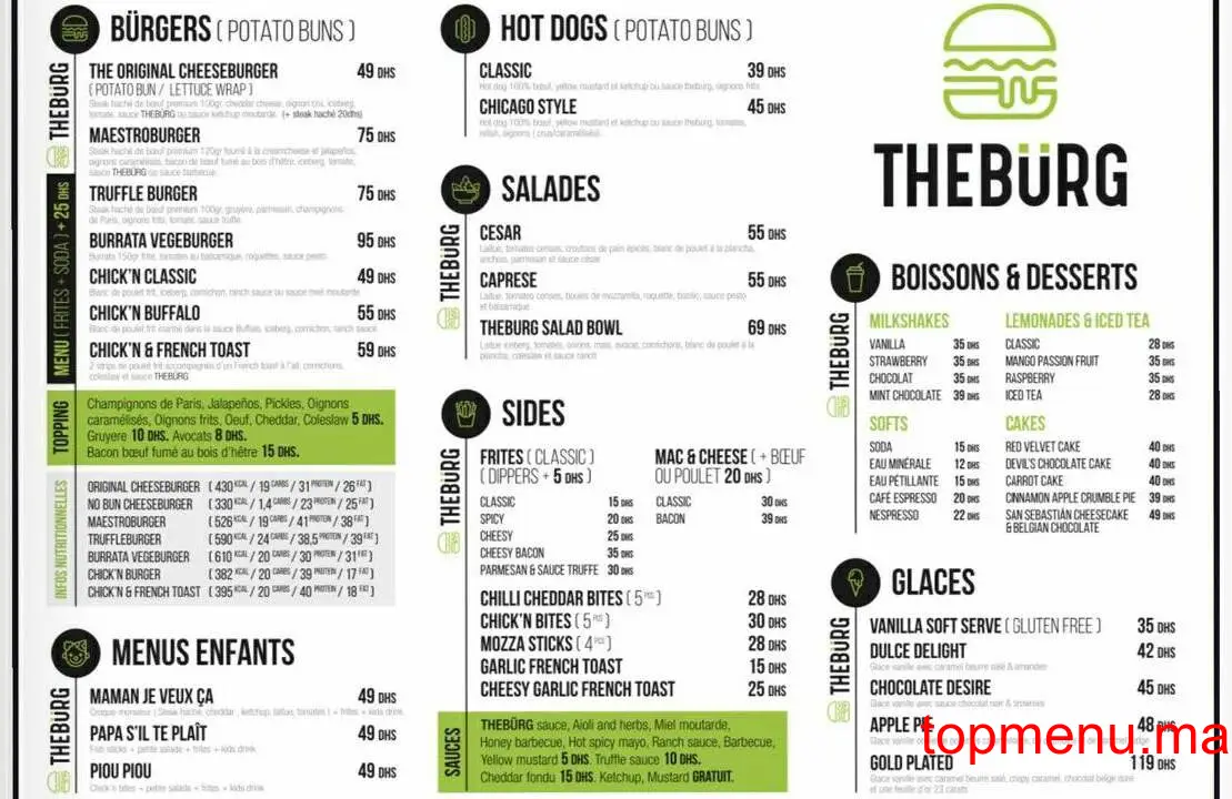 The Burg menu page 1