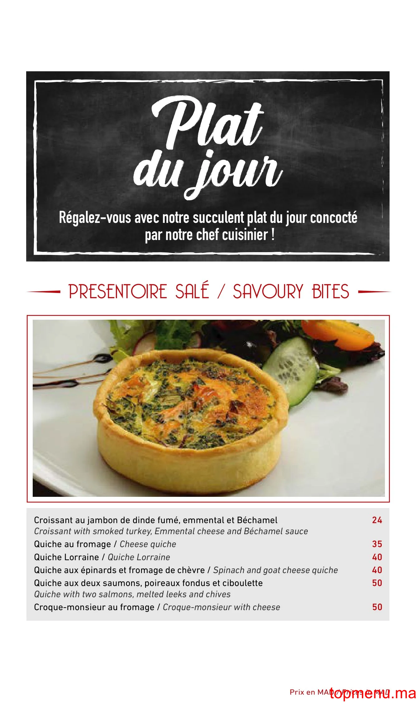 la Table du marché menu page 8