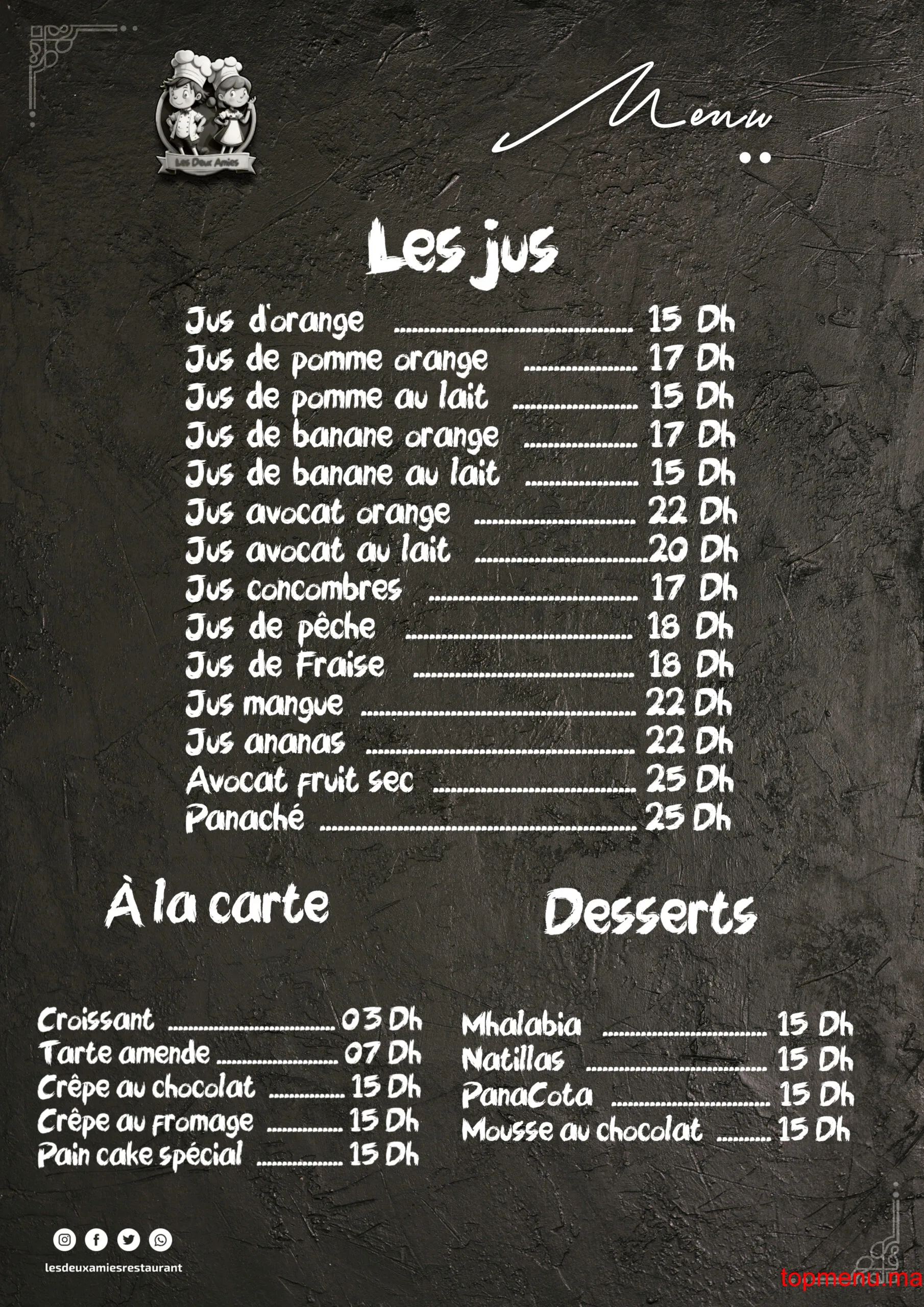 Snack & Café Les Deux Amis menu page 2