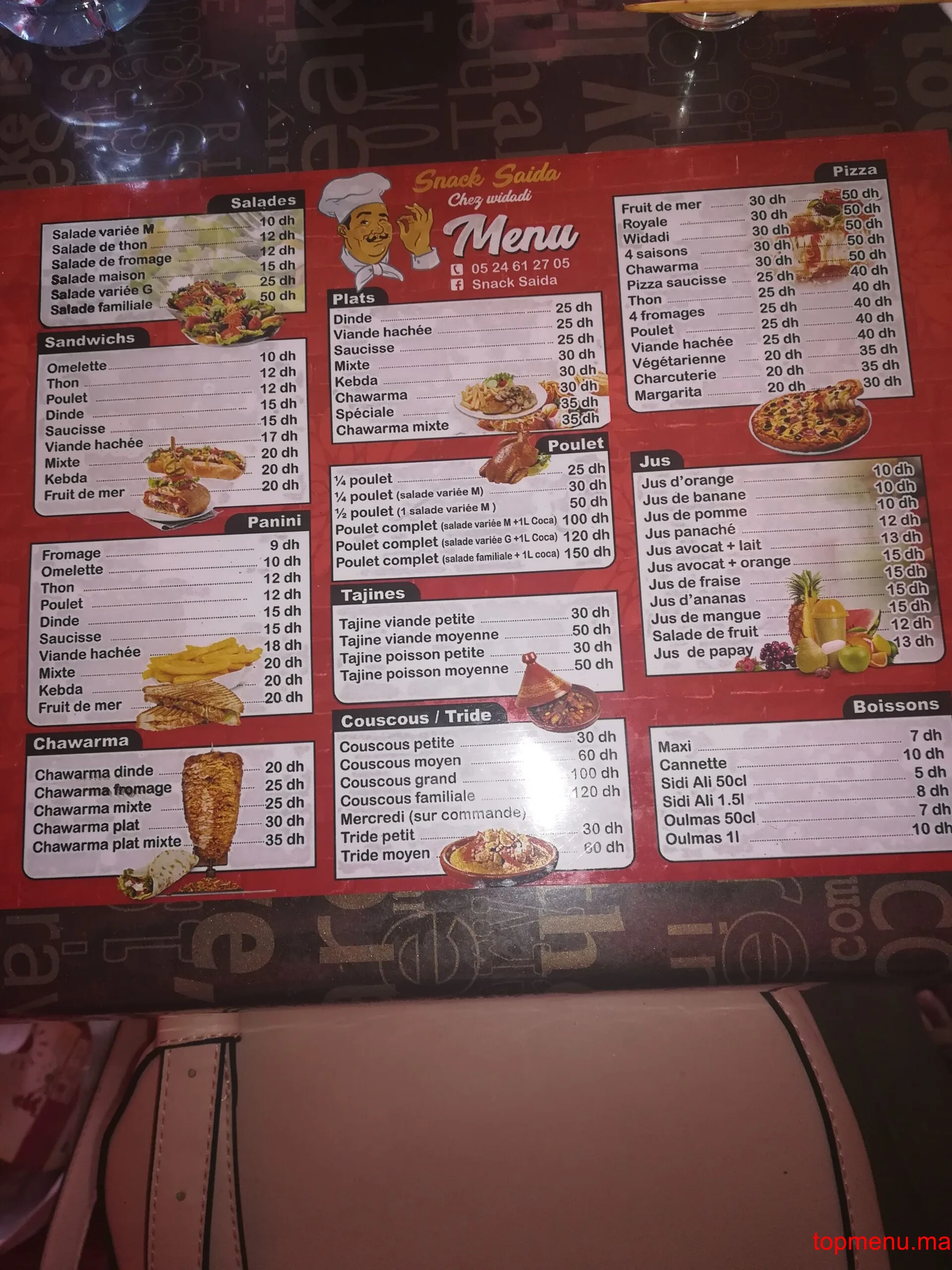 Snack Saida menu page 2