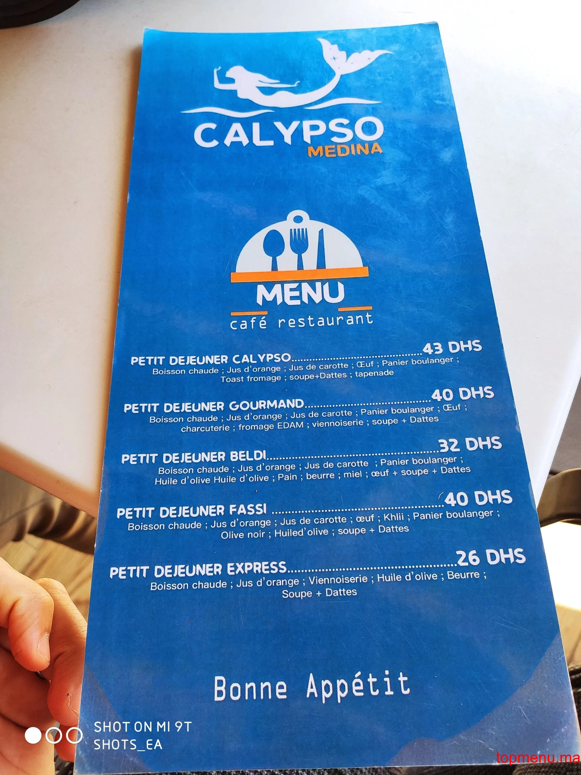 Calypso Medina menu page 1