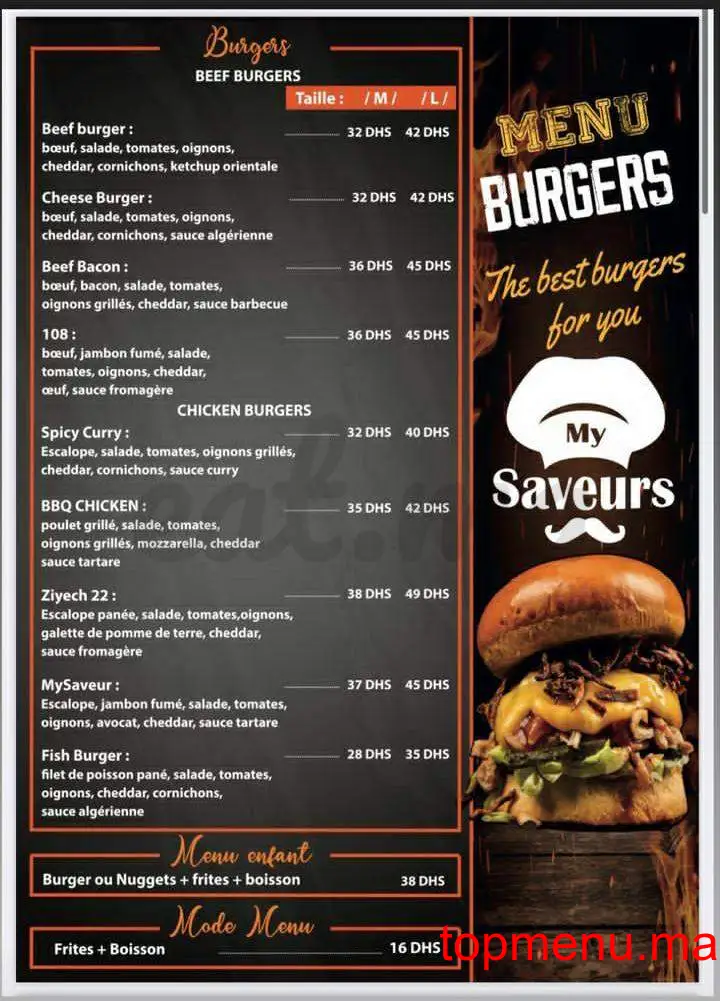 My Saveurs menu page 1