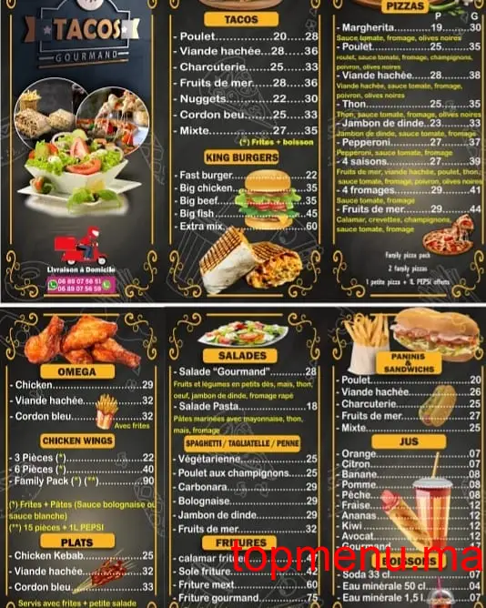 Tacos Gourmand menu page 1