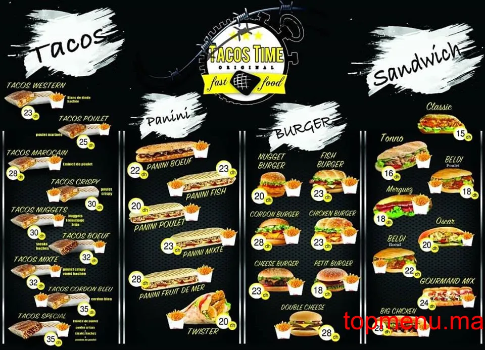 Tacos Time menu page 1