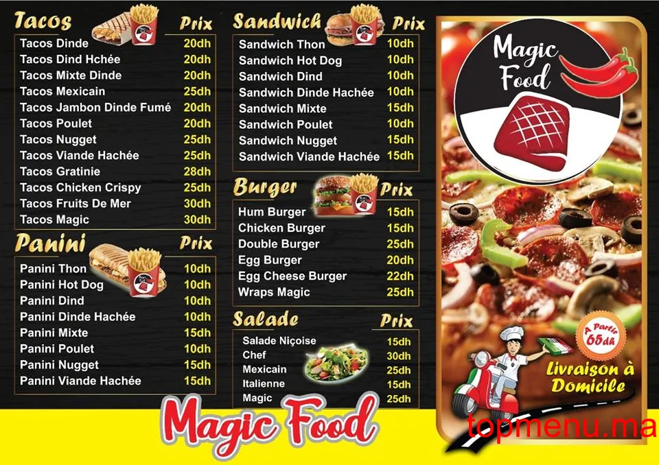 Magic Food menu page 1