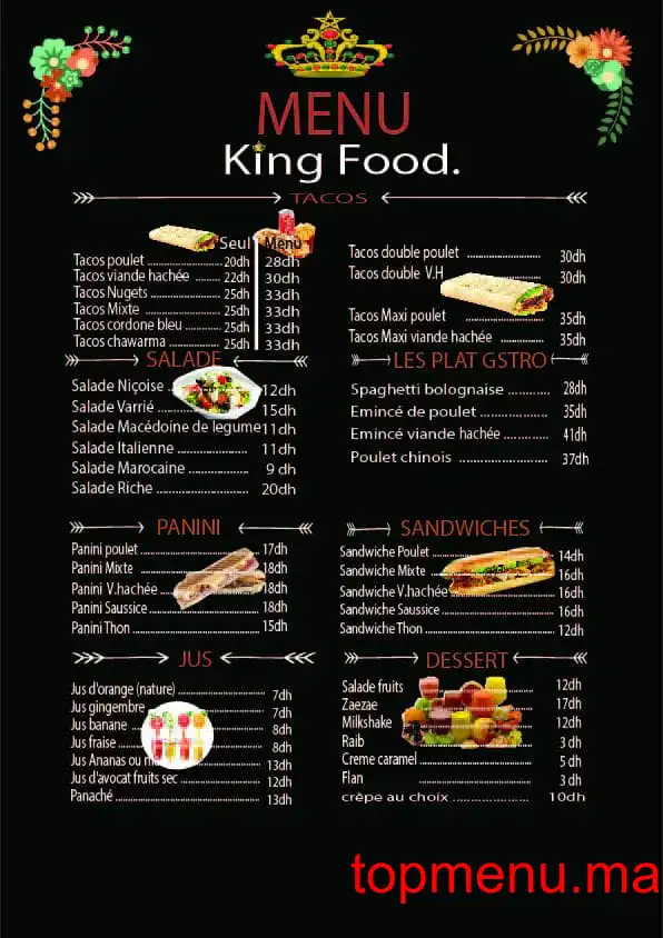 King Food menu page 1