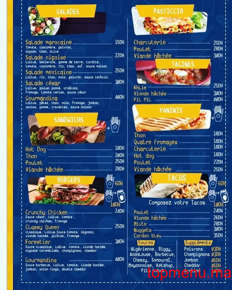 Gourmandina menu page 1