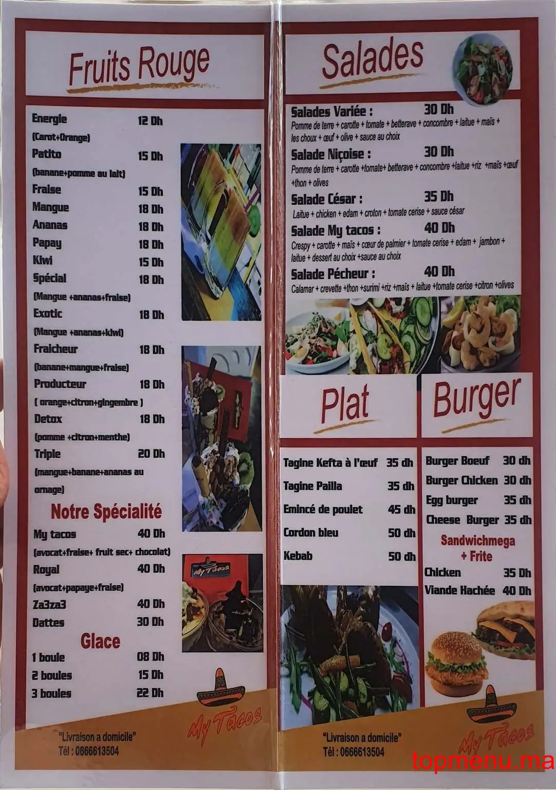 My Tacos menu page 2